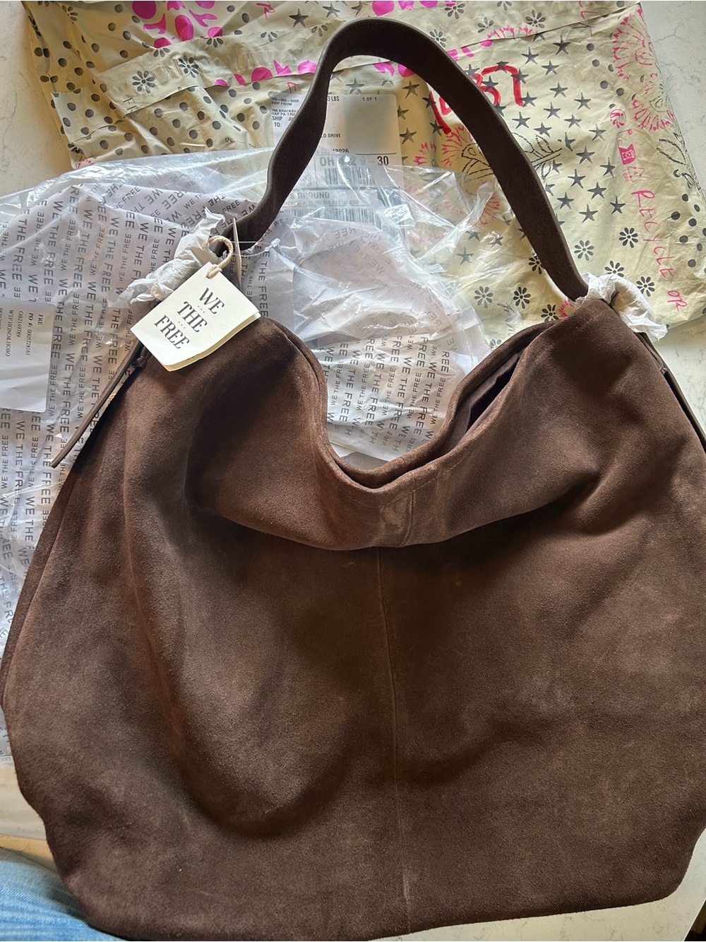NWT We The Free Honor Suede Tote Boho Slouchy Hobo Bag in Espresso - Picture 9 of 16
